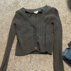 soft grey button up cardigan